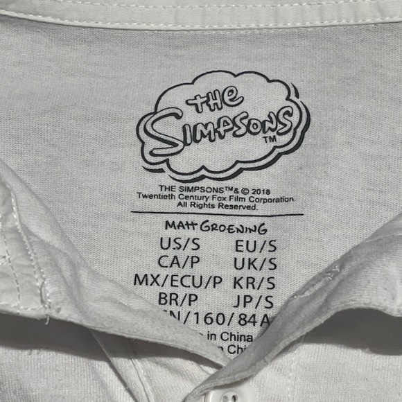 The Simpsons Long Sleeve Polo Shirt Crop Top Cartoon Yellow Stripe Small GUC‎ - Picture 4 of 7